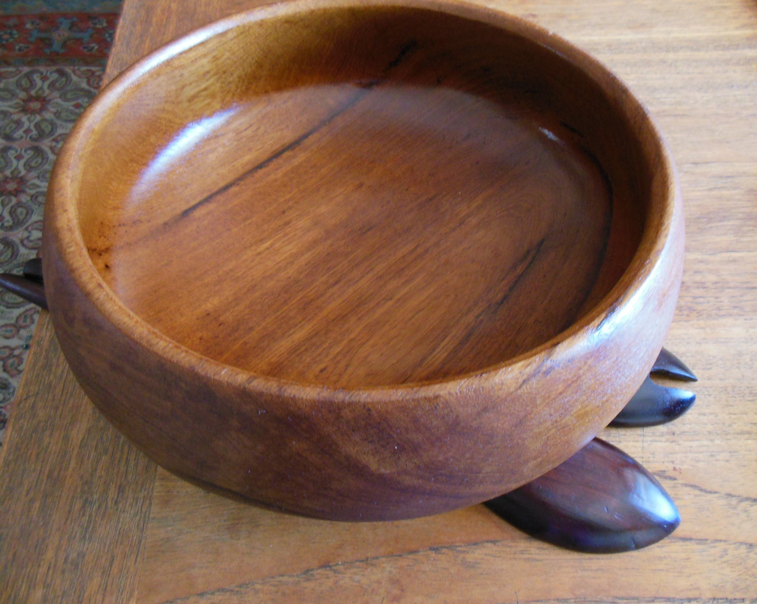 Extra Large Teak Wood Salad Bowl 11.5 inch wood by VintageAndGems