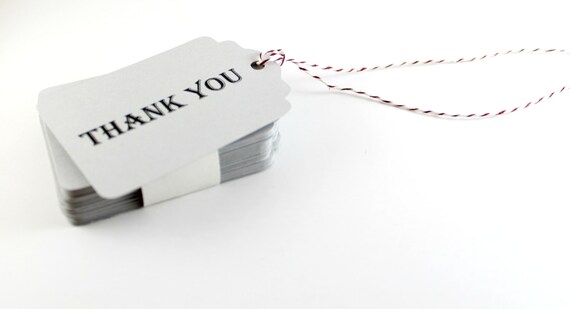 Pale Grey Thank You <em>Tags</em> set of 50 Die Cut G
