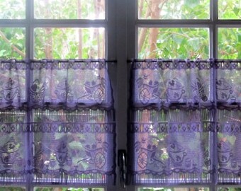 Purple lace curtains and valances