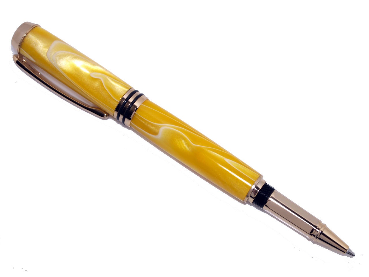 Cingin Handcrafted Yellow Acrylic Rollerball Pen - cingin