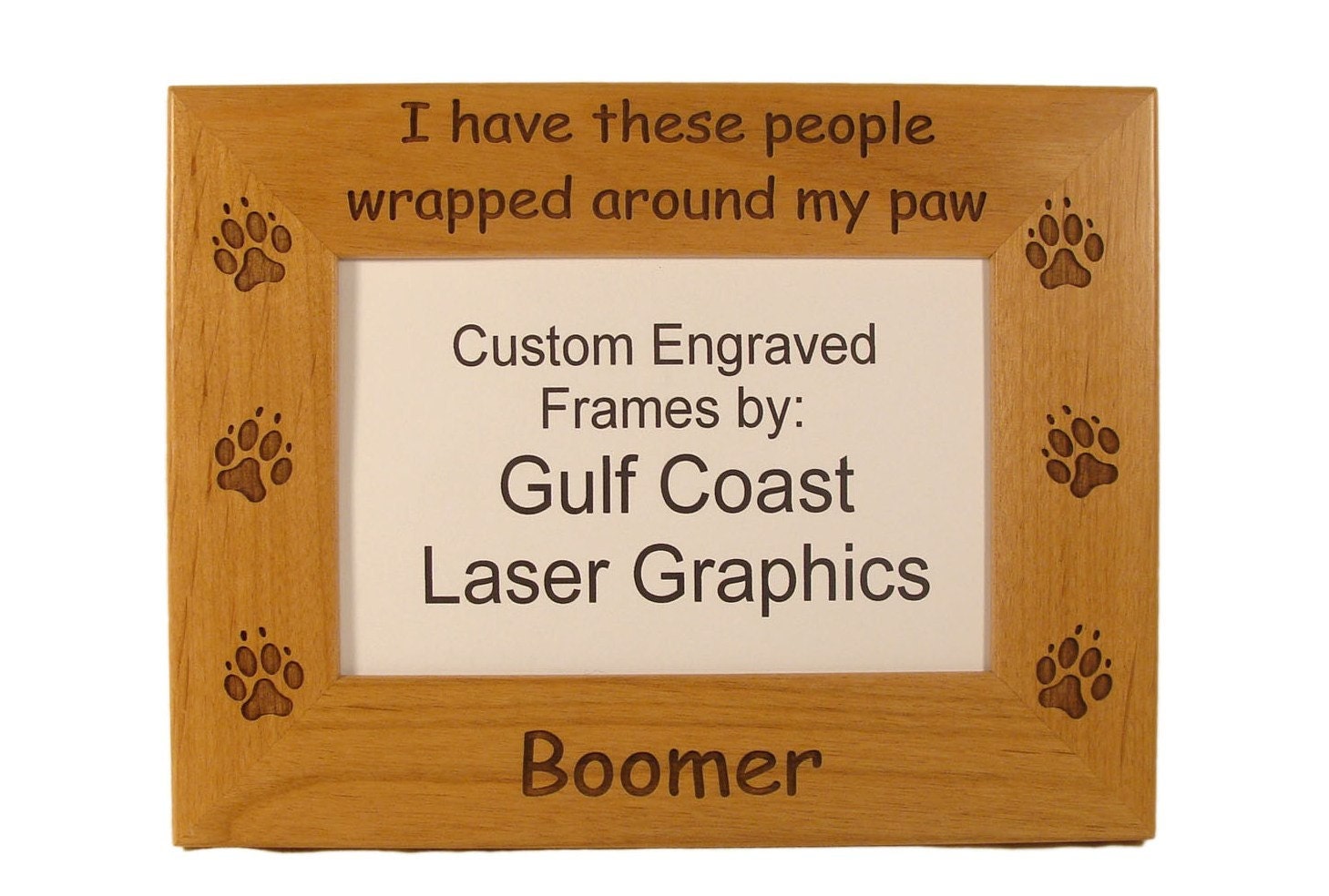 I Have These People Wrapped Around My Paw Photo Frame (4x6 photo) Personalized With Your Dog's Name - gclasergraphics