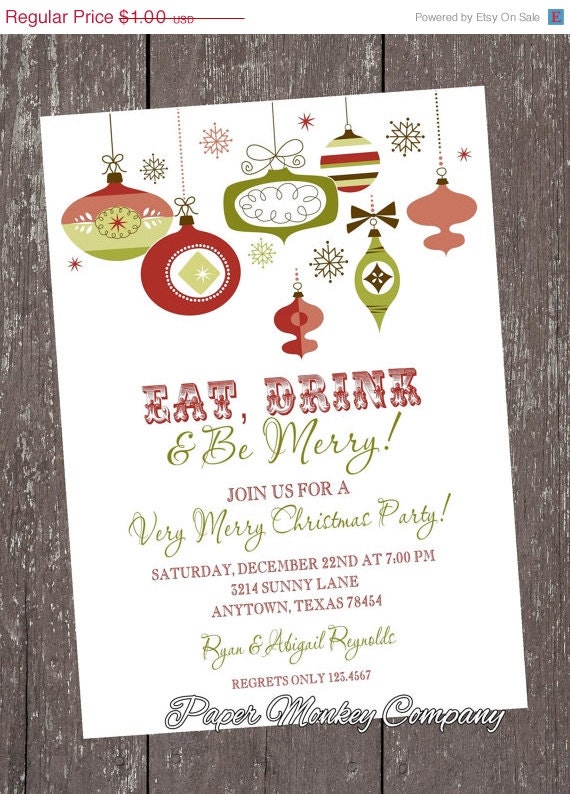Holiday Christmas Invitation - 1.00 each with envelope Il_570xn