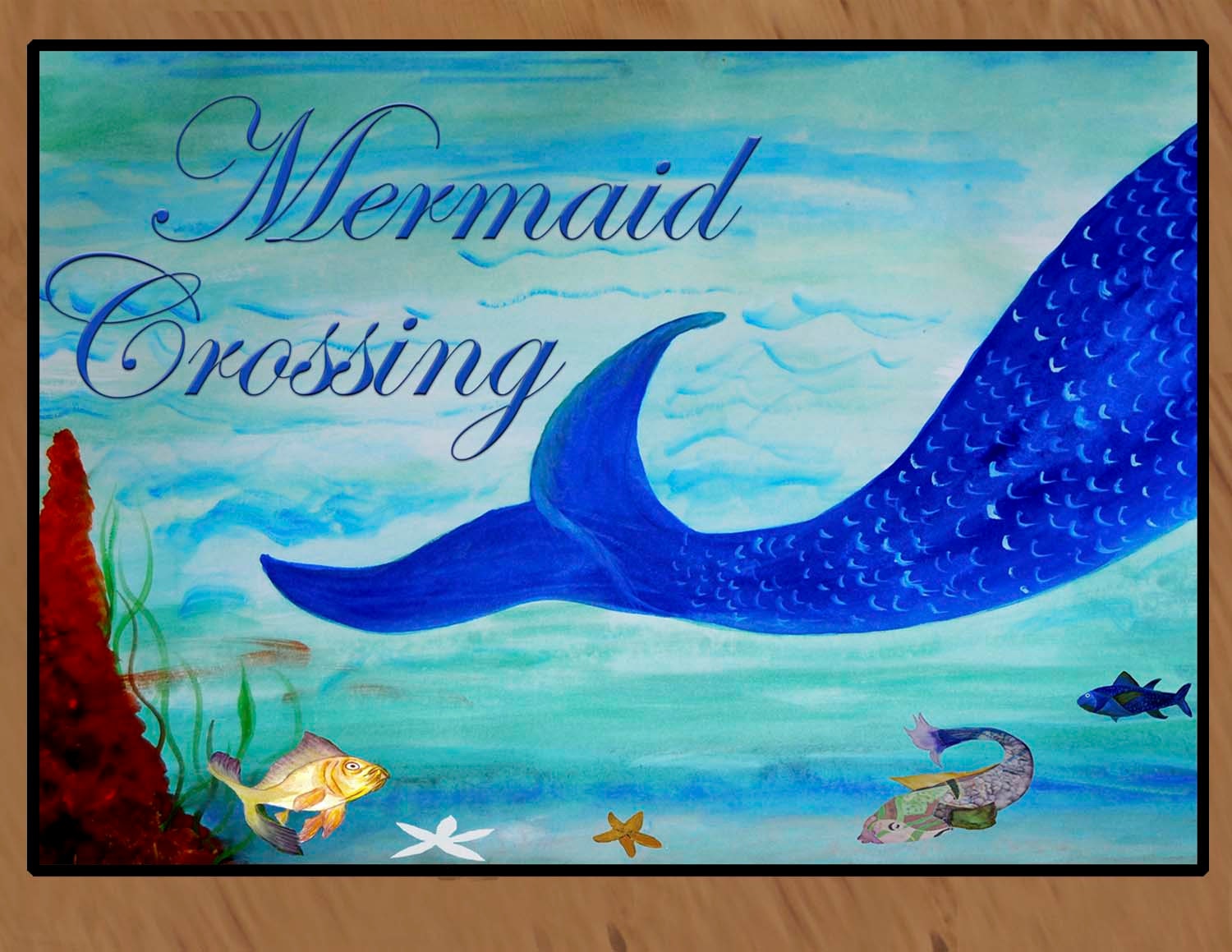 Mermaid Crossing beach floor mat art area rug indoor-outdoor area rug,  Floor Mat. Available in 3 sizes