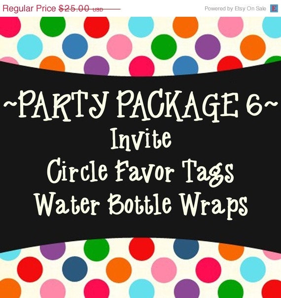 10% Off Holiday Sale Party Package 6 - Invite, Circle Favor Tags and Water Bottle Wraps - PRINTABLE DESIGNS Il_570xn