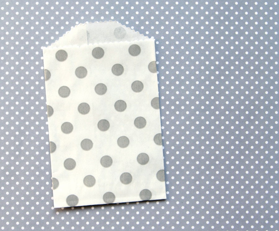 Gray Polka Dot Party Favor Bags - Goody Bags - Mini Size - 2.75 x 4" (20) Il_570xn