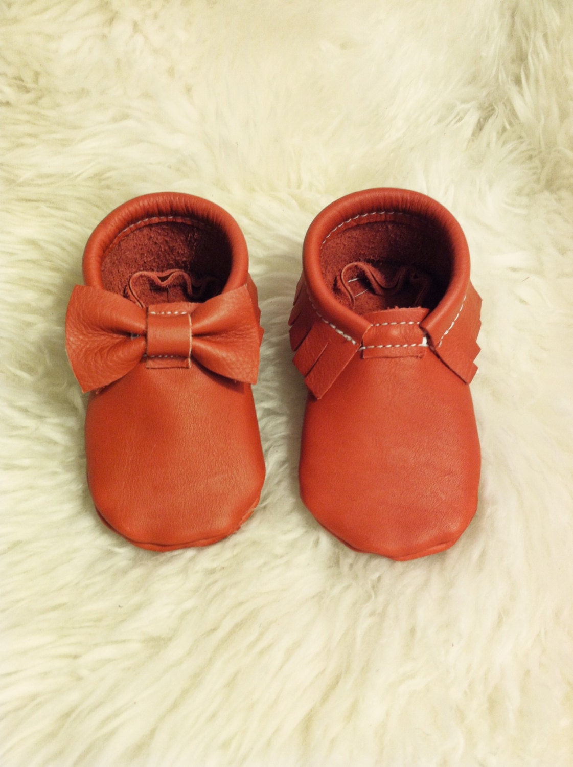 Rust Leather Moccasins for babies and toddlers by Knottytots