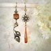 Calla Lily Asymmetrical Beaded Earrings, Earthy Fall Autumn Harvest Romantic Bohemian Flower Earrings, Cinnamon Caramel Spice Brown Earrings
