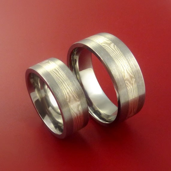 and Her Matching Mokume and Palladium in Titanium Rings Wedding Band ... and Her Matching Mokume and Palladium in Titanium Rings Wedding Band ...