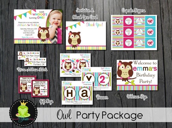 Owl Party Package - Owl Birthday Invitation Il_570xn
