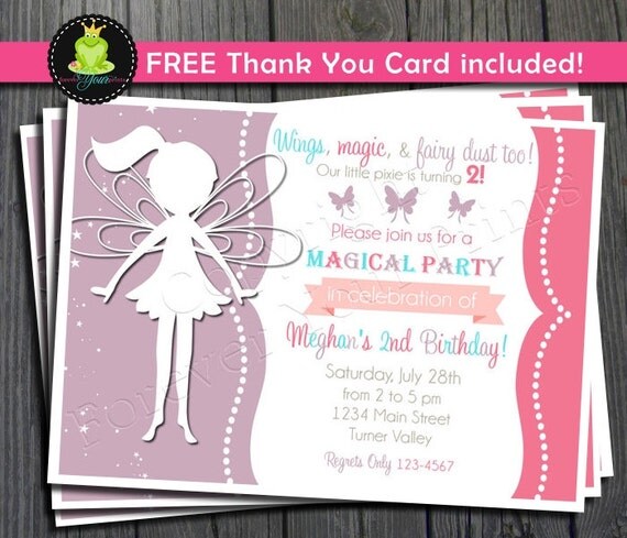 Fairy Birthday Invitation - FREE Thank You Card included Il_570xn