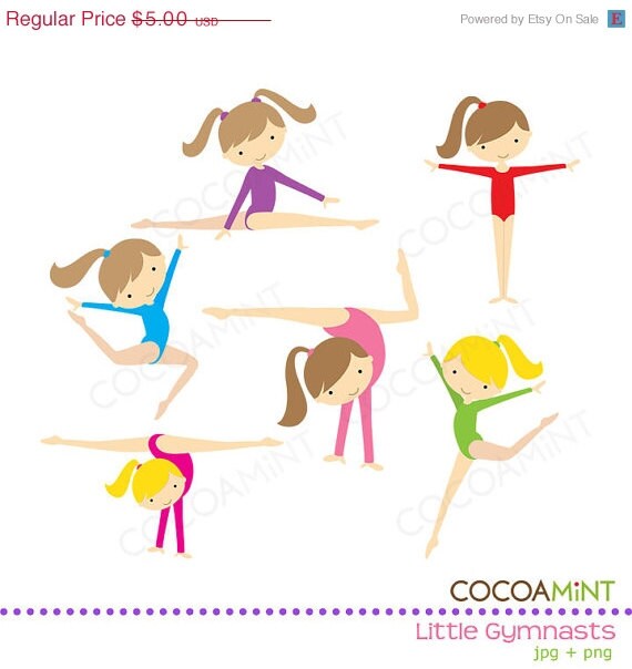 40% OFF Little Girl Gymnasts Clip Art Il_570xn