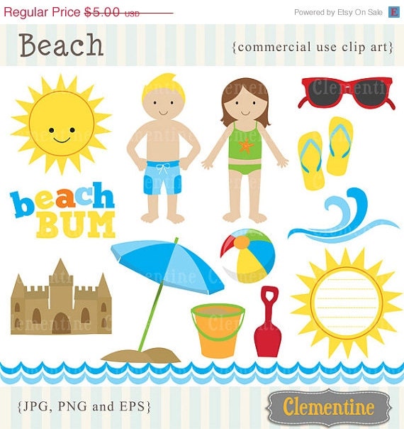 40% OFF SALE Beach clip art images, beach clipart, summer clip art, beach vector, royalty free clip art- Instant Download Il_570xn