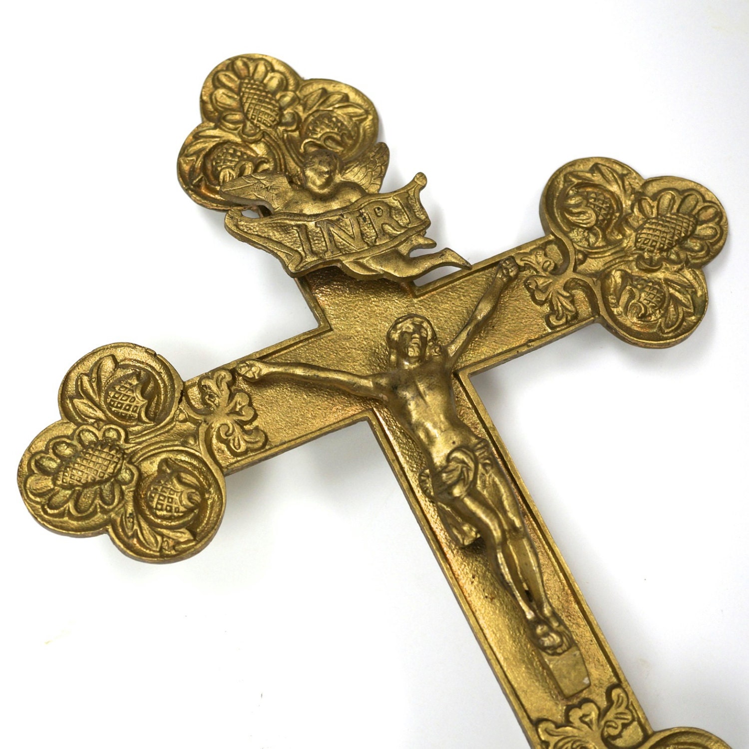 ANTIQUE CRUCIFIX . altar cross . european . by PartsForYou