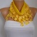 ON SALE - 50% OFF - Yellow Scarf Spring Scarf - Shawl Cowl with Lace - Women Fashion Accessories best selling item scarf