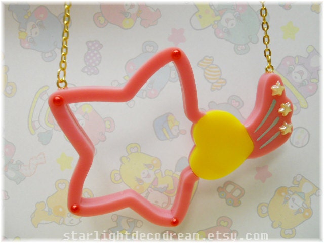 Magical Angel Creamy Mami Lumina Star Wand Inspired Laser Cut Acrylic Necklace for Mahou Kei, Magical Girl Fashion