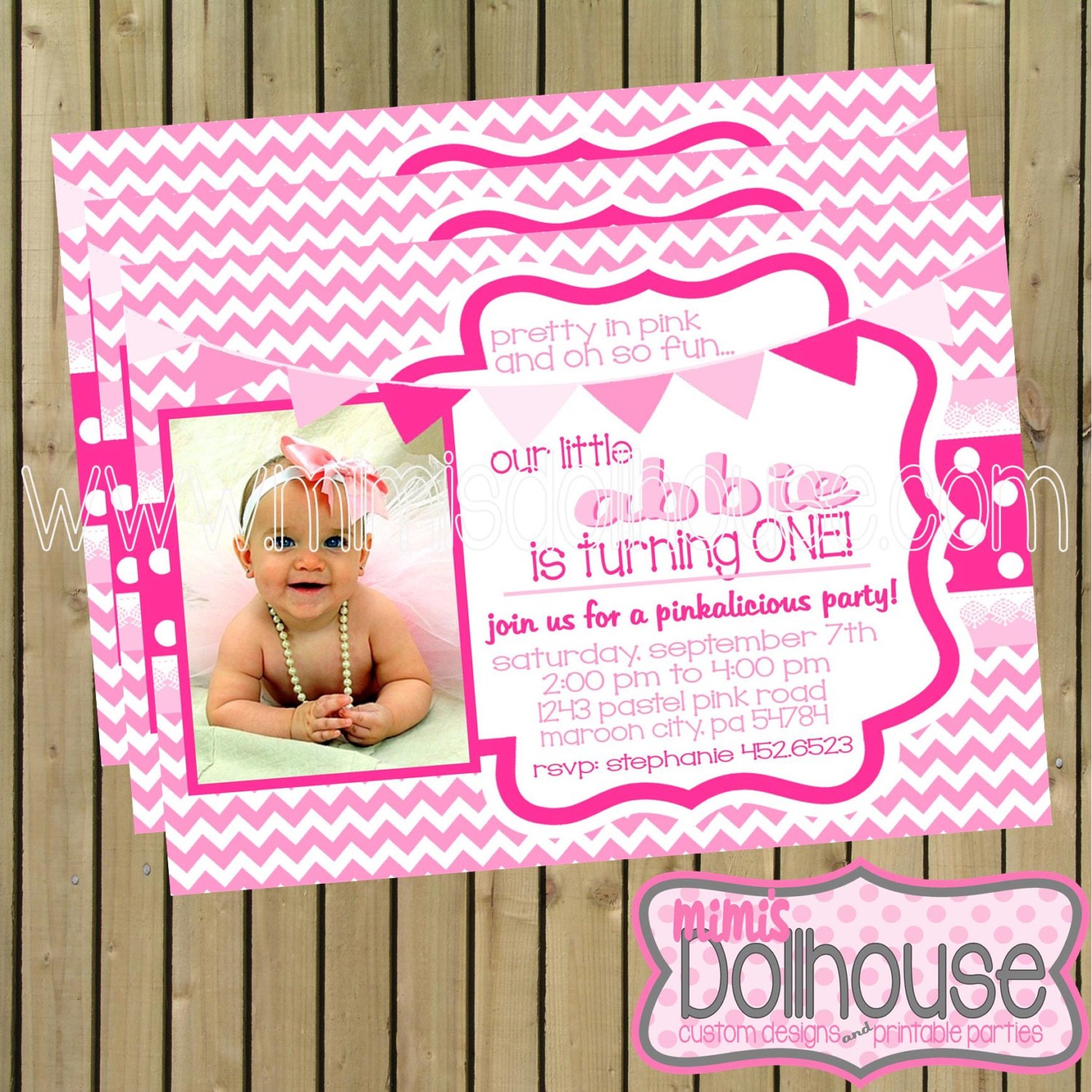 Pink Invitation- Pretty in Pink Invitation- Pink Birthday invitation PDF/JPEG Il_570xn