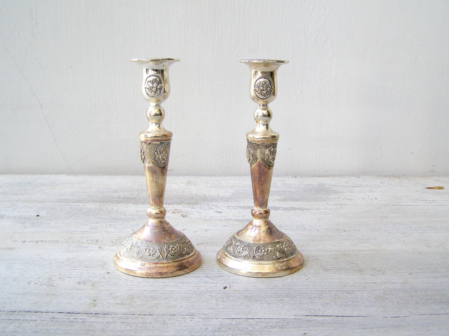 Art Nouveau Silver plated Candle Sticks, Vintage Ornate candle holders, Retro Tableware, wedding newlywed gift, Victorian style Downton - MeshuMaSH