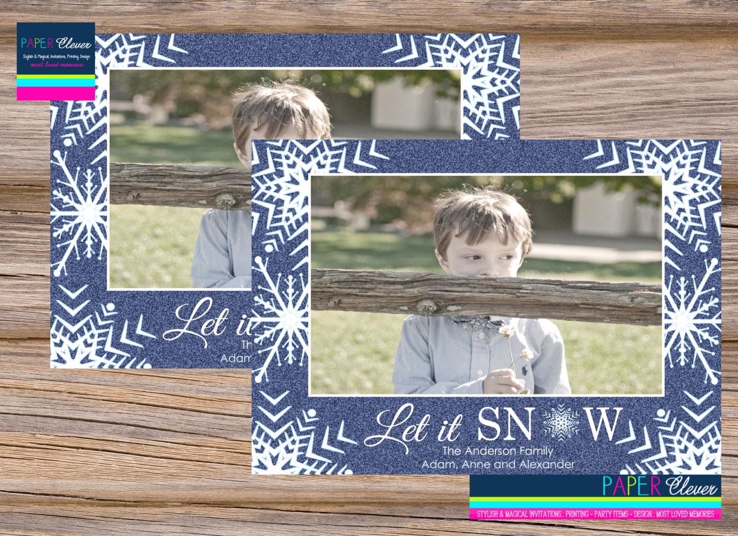 Let is snow Christmas card, holiday, photo, glitter - digital file, printable Il_570xn