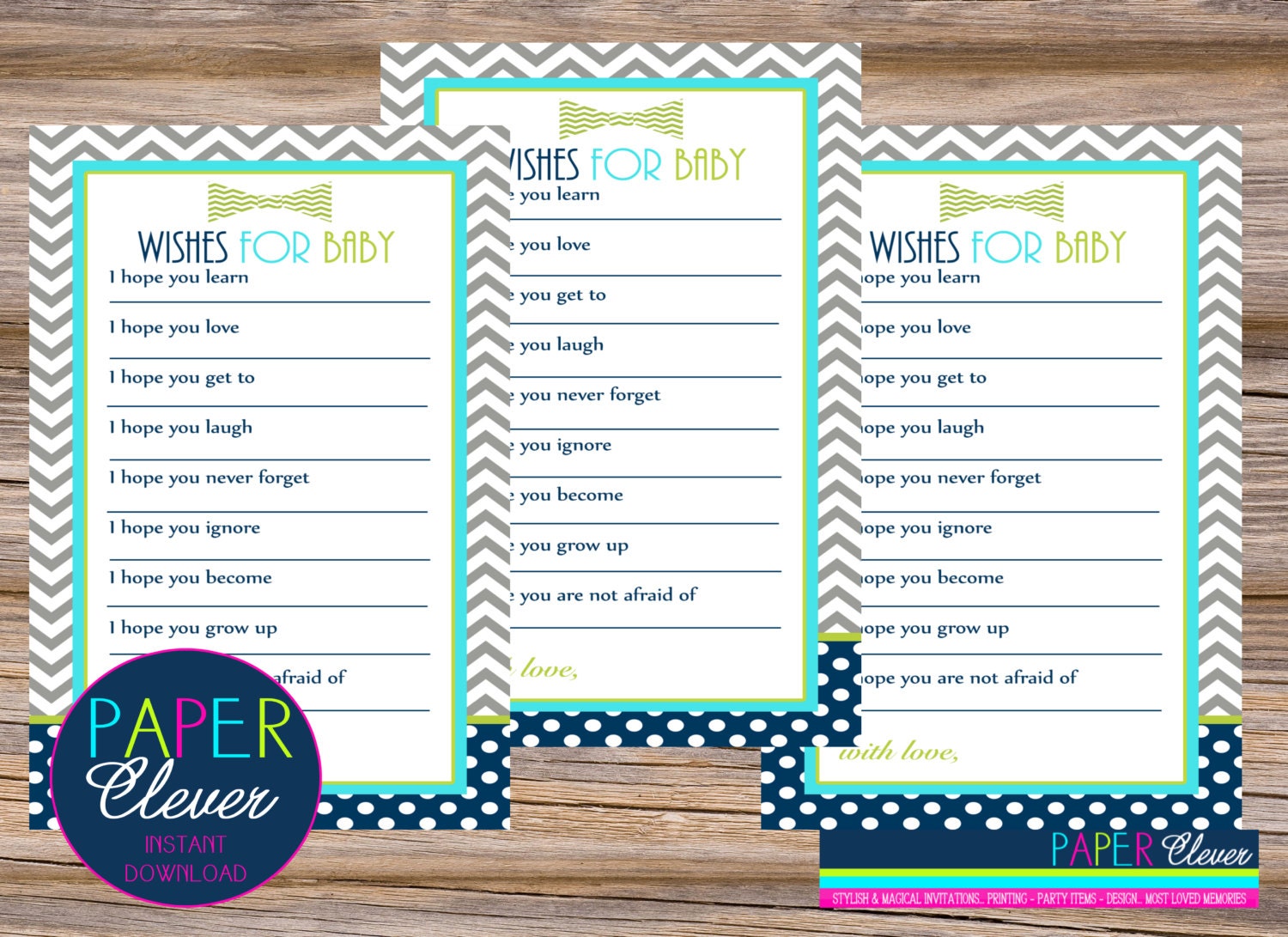 boys baby well wishes bowtie theme, navy, aqua, grey, chevron - printable, digital Il_570xn