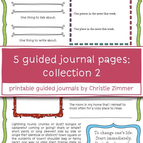 5 Printable Guided Journal Pages Collection 2 by ChristieZimmer
