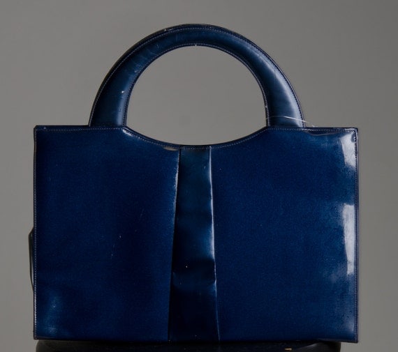 blue patent leather