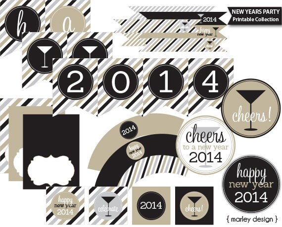 Countdown to 2014 New Years Eve Party Decor Printable Collection Instant Download New Year's Il_570xn