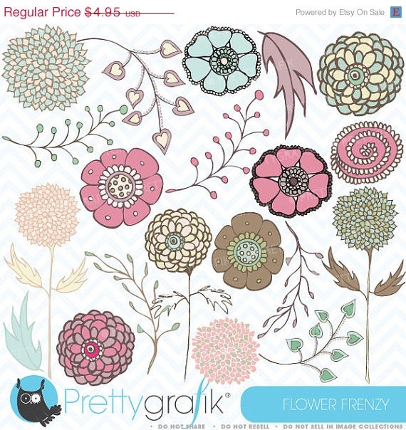 40% OFF SALE Flower clipart commercial use, vector graphics, digital clip art, digital images - CL316 Il_570xn