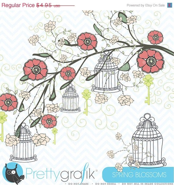 70% OFF SALE Spring flowers clipart commercial use, vector graphics, digital clip art, digital images - CL320 Il_570xn