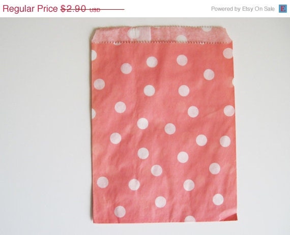 ON SALE 12 Pink DOT Designer Party Favor Bags, Weddings, Birthday, Showers Il_570xn