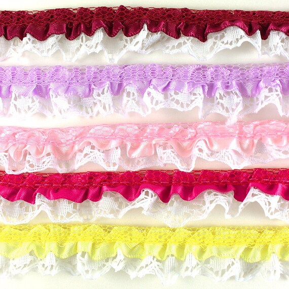 Satin Floral Ruffle Lace Trim 1/2" (pack of 25 yard) Il_570xn