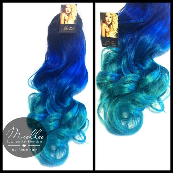 Items similar to Tape In Hair Extensions / MERMAID OMBRE / Blue and