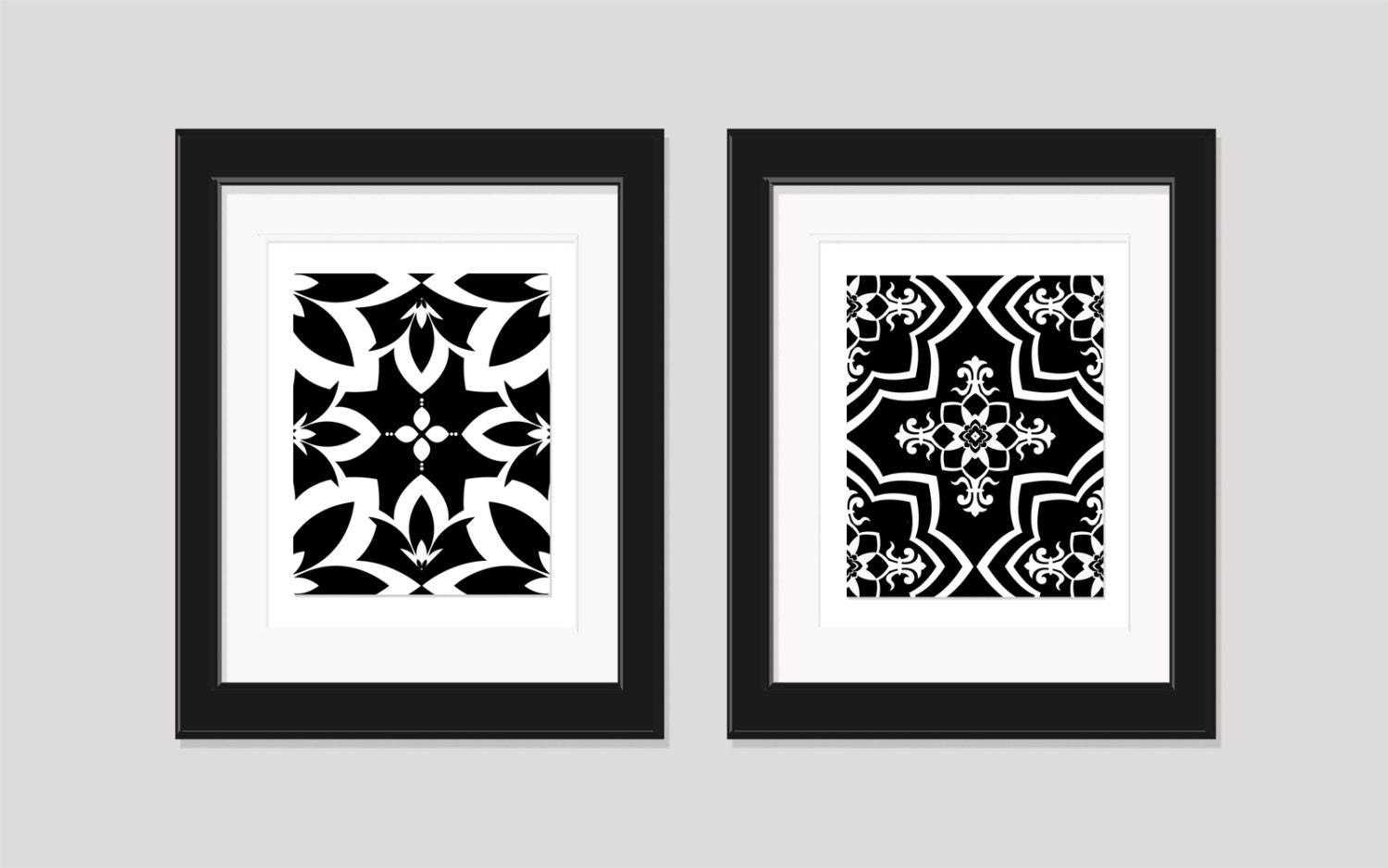 Black and White Art Prints, Custom Colors, Bedroom Art, Geometric Art