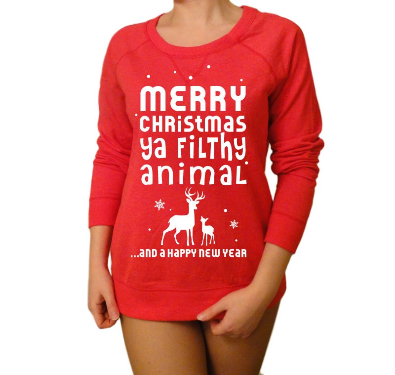 Items similar to Merry Christmas Ya Filthy Animal - Christmas Sweater