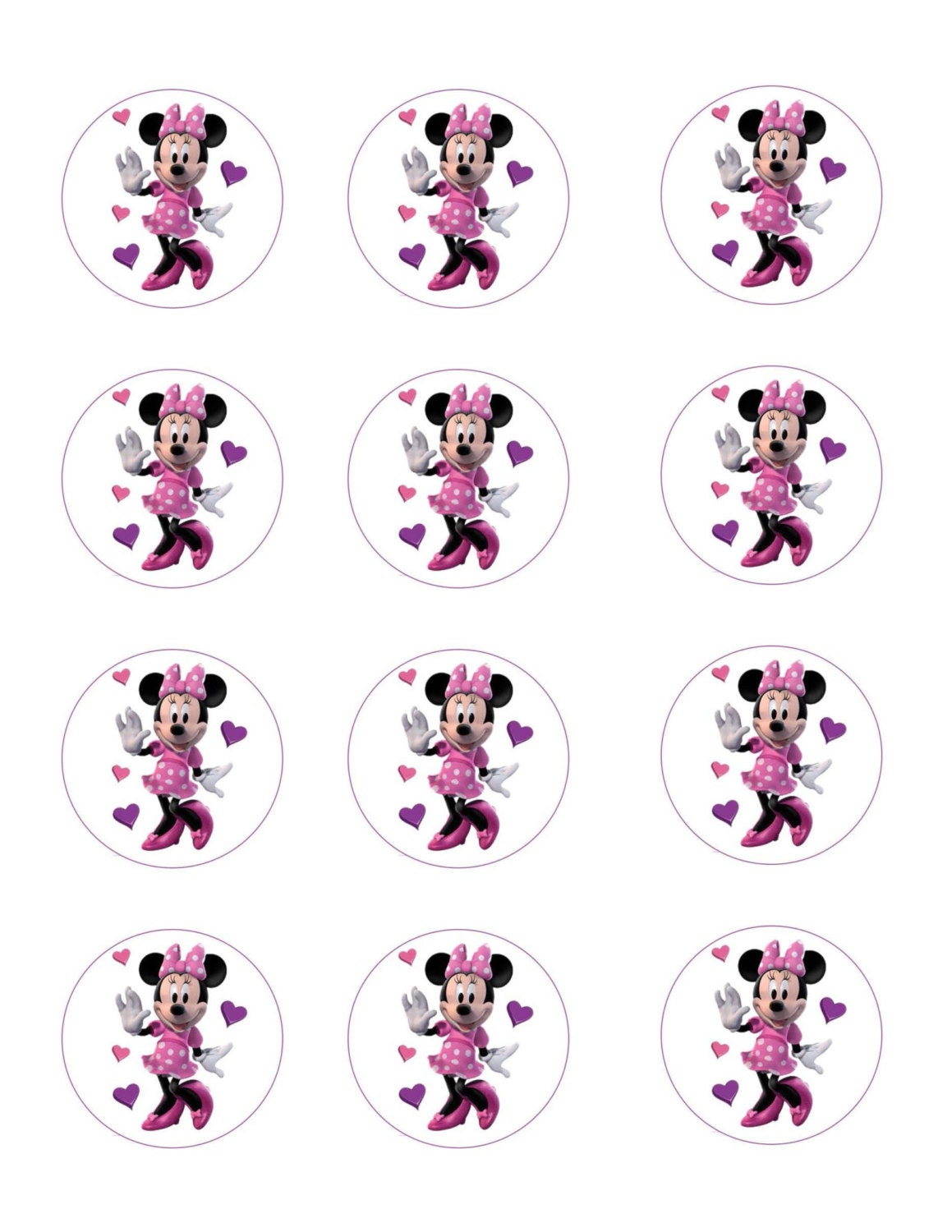 Edible Minnie Mouse Cupcake Toppers