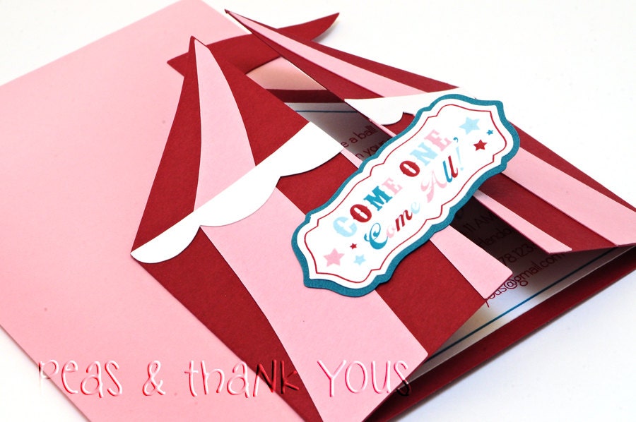 Signature Blossom Circus Tent Birthday Invitations for Girls Circus or Carnival Party Il_570xn
