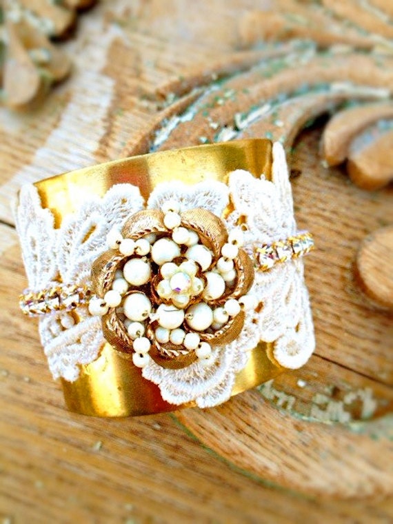 Adjustable Lace Rhinestone Cuff By Stunningbydesign On Etsy