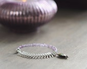 Rose de France Amethyst Bracelet with Fish Bone Chain and Abalone Charm - ArtiqueBoutiqueShop