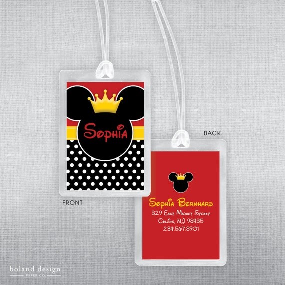 Disney luggage tag. Disney bag tag. Disney Princess luggage tag.