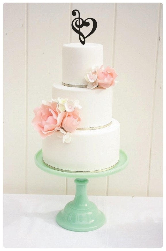 Custom Wedding Cake Topper Music Note Heart by ThePinkOwlDesigns