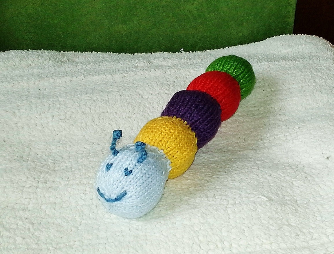 Caterpillar Baby Rattle Knitting Pattern by MeridianMade on Etsy