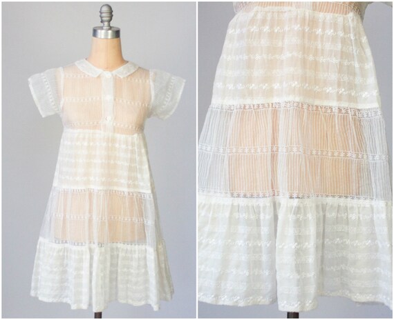 Items similar to vintage sheer lace babydoll dress / wedding dress