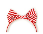 Red White Stripe Christmas Holiday Hair Bow Sweet Peppermint Candy Canes - As Is