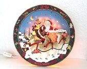 SALE The Bradford Exchange 1994 Lighted Christmas Plate  "Up to the Housetop" Electric Table plate - KMalinkaVintage
