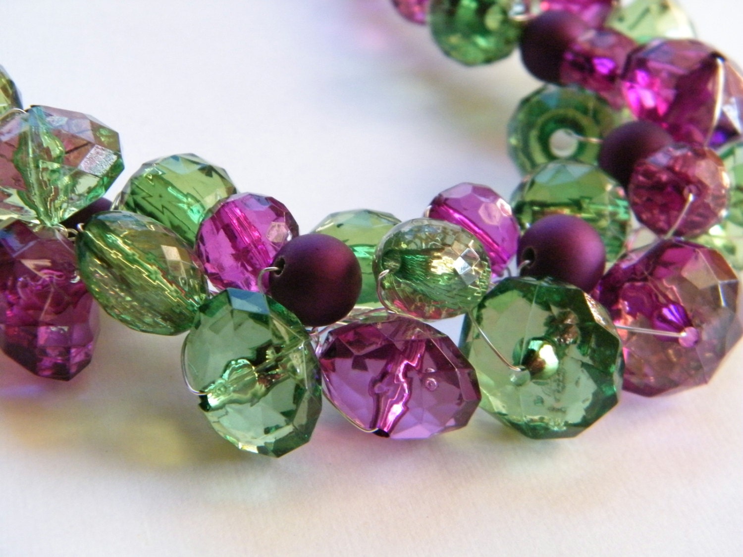 Purple And Green Necklace Chunky Beaded Necklace Wire