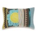 Aqua Duck Egg Blue Beige Mustard Chocolate Embroidery Lumbar Pillow Case 12 x 18 in IRMA DESIGN Limited Edition