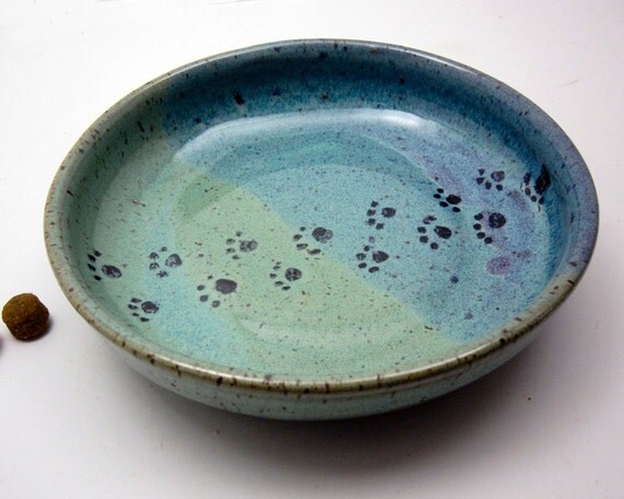 Stoneware Pet Feeding Dish Bowl Ceramic by ClayLickCreekPottery