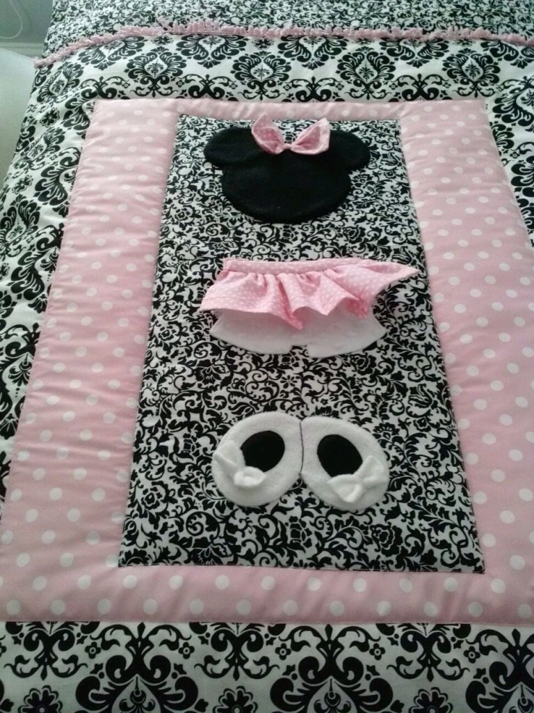 Minnie Mouse Damask Crib/Toddler Bedding by BetsysBabyBoutique19