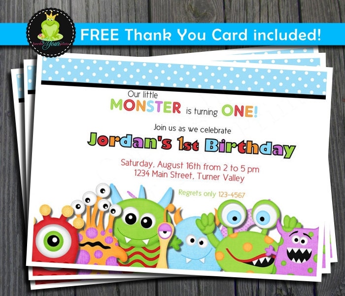 Monster Invitation - Birthday Party Invitation Il_570xn