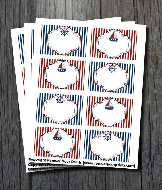 Nautical Sailboat Buffet Table Cards - Buffet Cards - INSTANT DOWNLOAD Il_570xn