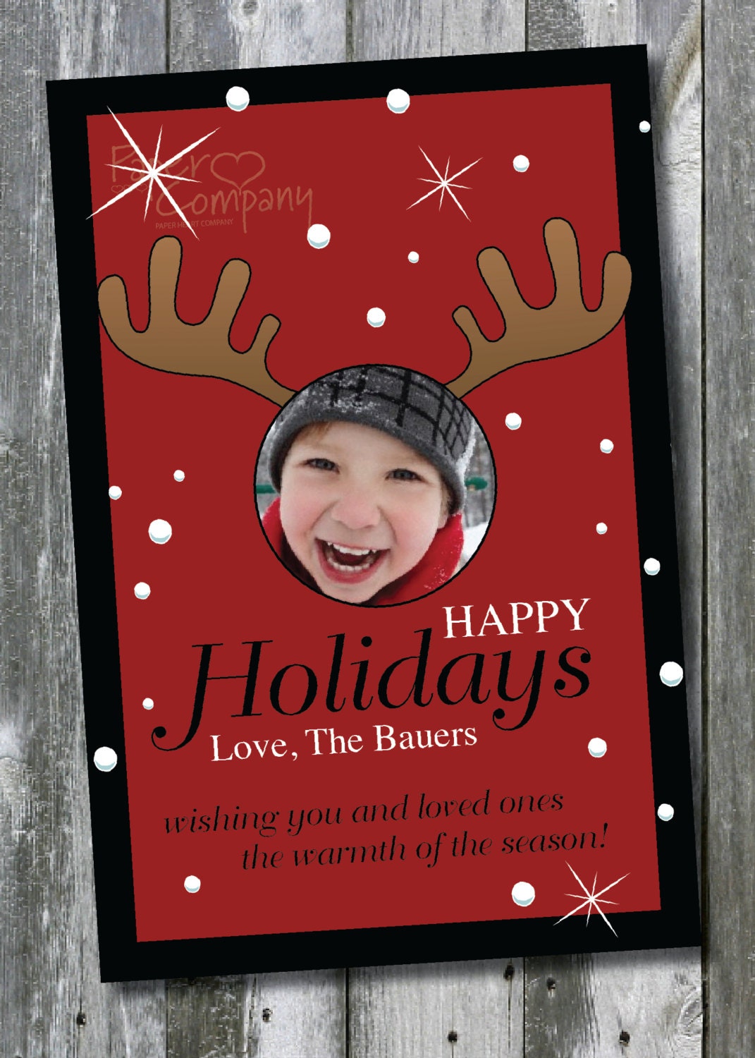 REINDEER PHOTO BOOTH Custom Holiday Photo Digital Card- diy, you print, printable Il_570xn